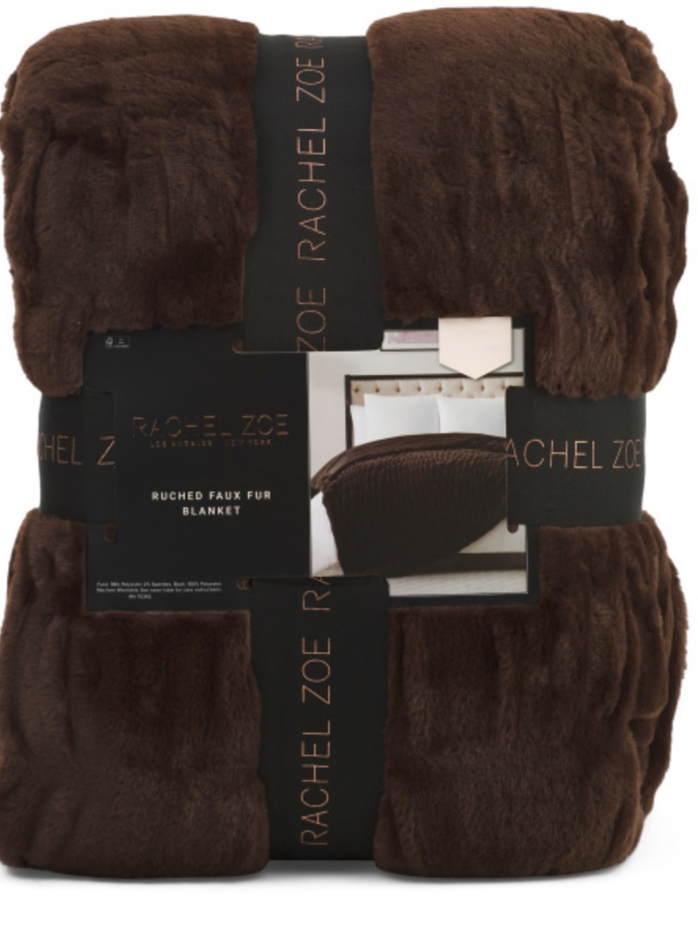 Rachel Zoe Chocolate Brown Plush Faux Fur Blanket